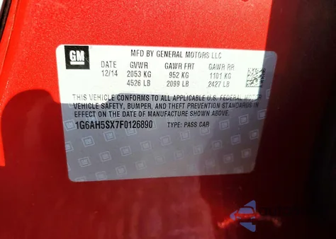 2015 Cadillac Ats Luxury из США, поврежденный, VIN 1G6AH5SX7F0126890